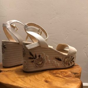 Nine West Embroidered Platform Sandals